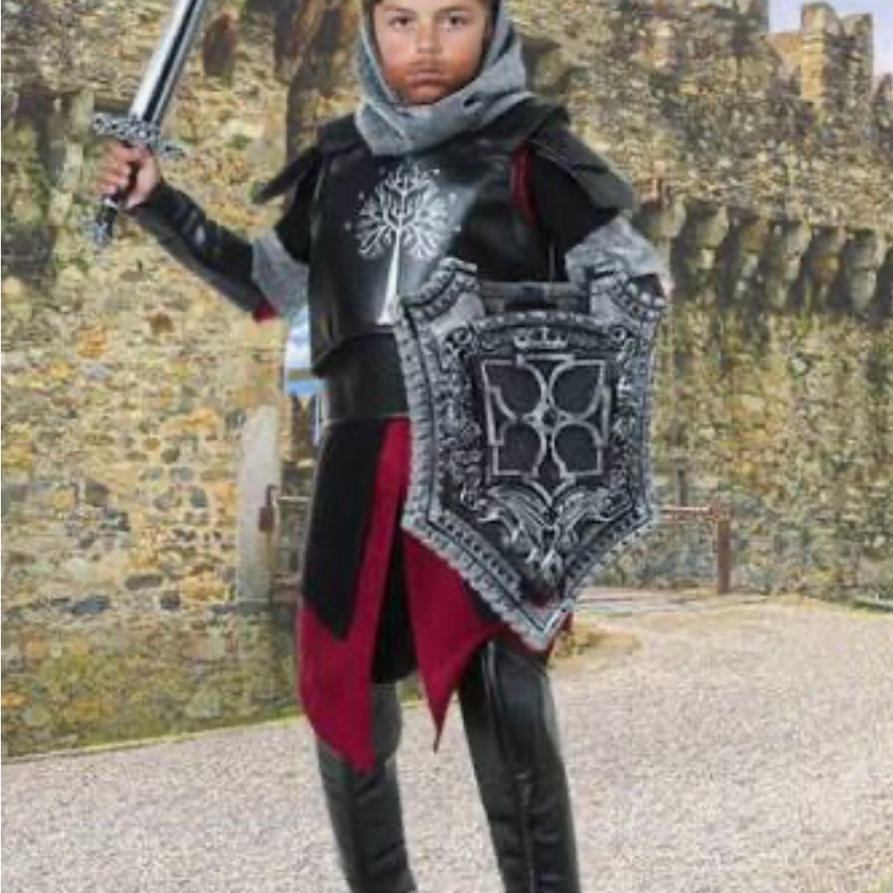 Kids Knight Costume with Black and Red Accents